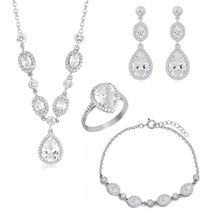 925 Ayar Gümüş Kristal Elegance Davet Takı Seti