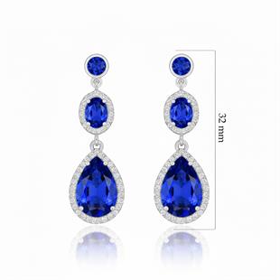 925 Ayar Gümüş Kristal Safir Elegance Küpe