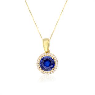 925 Ayar Gümüş Kristal Safir Taşlı Kolye