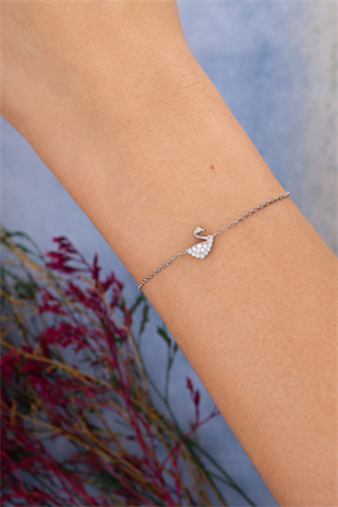 925 Ayar Gümüş Kuğu Minimalist Bileklik