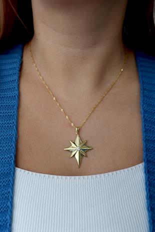 925 Ayar Gümüş Kutup Yıldızı Kolye