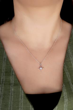 925 Ayar Gümüş Kutup Yıldızı Kolye