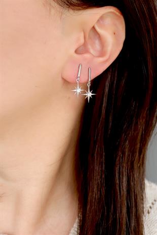 925 Ayar Gümüş Kutup Yıldızı Küpe