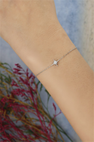 925 Ayar Gümüş Kuzey Yıldızı Minimalist Bileklik