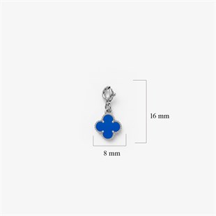 925 Ayar Gümüş Lacivert Taşlı Yonca Charm - Kolye Ucu