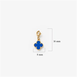 925 Ayar Gümüş Lacivert Taşlı Yonca Charm - Kolye Ucu