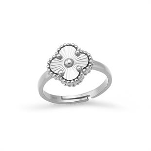 925 Ayar Gümüş Lazer İşlemeli Yonca Yüzük