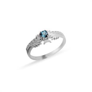 925 Ayar Gümüş London Blue Topaz Taşlı Özel Tasarım Yüzük