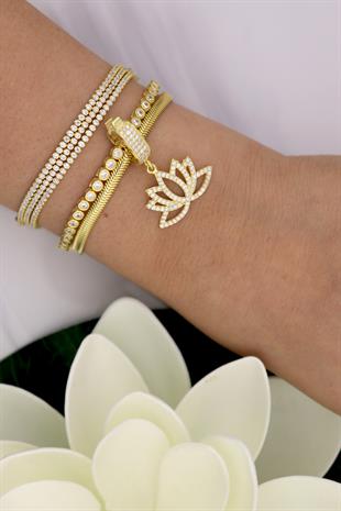 925 Ayar Gümüş Lotus Charm