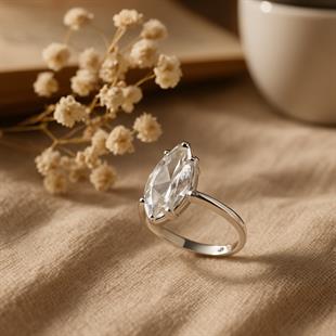 925 Ayar Gümüş Markiz Taşlı Yüzük