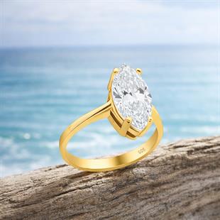 925 Ayar Gümüş Markiz Taşlı Yüzük