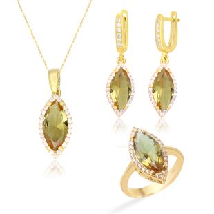 925 Ayar Gümüş Markiz Zultanit Taşlı Takı Seti