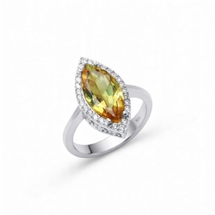 925 Ayar Gümüş Markiz Zultanit Taşlı Yüzük