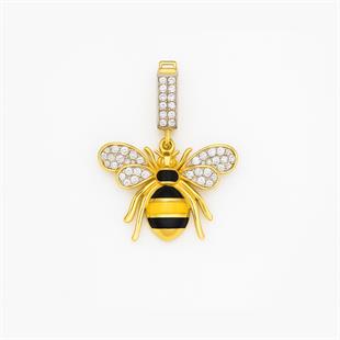 925 Ayar Gümüş Mineli Arı Charm