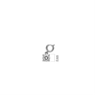 925 Ayar Gümüş Minimal 4 mm Zirkon Taş Kolye Ucu - Charm