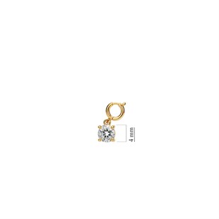 925 Ayar Gümüş Minimal 4 mm Zirkon Taş Kolye Ucu - Charm