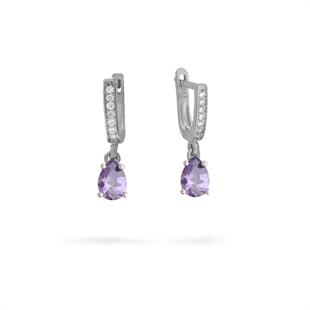 925 Ayar Gümüş Minimal Ametist Damla Taşlı Takı Seti