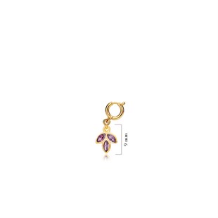 925 Ayar Gümüş Minimal Ametist Lotus Kolye Ucu - Charm