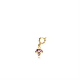 925 Ayar Gümüş Minimal Ametist Lotus Kolye Ucu - Charm