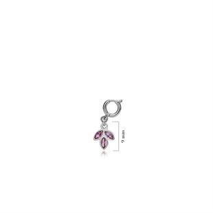 925 Ayar Gümüş Minimal Ametist Lotus Kolye Ucu - Charm