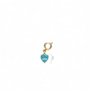 925 Ayar Gümüş Minimal Aqua Kalp Kolye Ucu - Charm