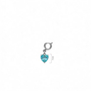 925 Ayar Gümüş Minimal Aqua Kalp Kolye Ucu - Charm