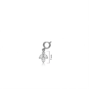 925 Ayar Gümüş Minimal Beyaz Lotus Kolye Ucu - Charm