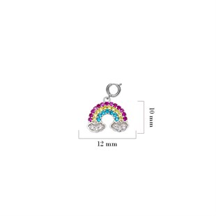 925 Ayar Gümüş Minimal Gökkuşağı Kolye Ucu - Charm