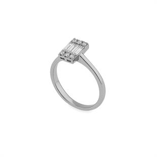 925 Ayar Gümüş Işıltılı Baget Yüzük