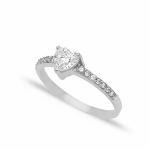 925 Ayar Gümüş Minimal Kalp Yüzük