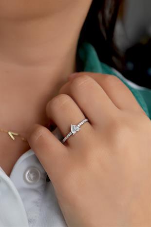 925 Ayar Gümüş Minimal Kalp Yüzük