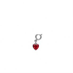925 Ayar Gümüş Minimal Kırmızı Kalp Kolye Ucu - Charm