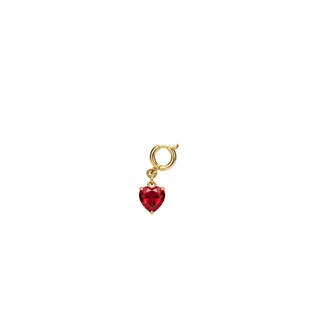 925 Ayar Gümüş Minimal Kırmızı Kalp Kolye Ucu - Charm