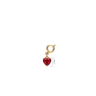 925 Ayar Gümüş Minimal Kırmızı Kalp Kolye Ucu - Charm