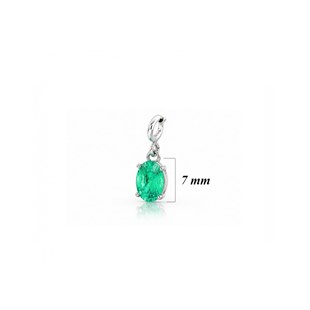 925 Ayar Gümüş Minimal Oval Paraiba Taşlı Charm Kolye Ucu