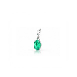 925 Ayar Gümüş Minimal Oval Paraiba Taşlı Charm Kolye Ucu