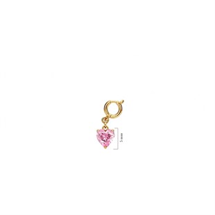 925 Ayar Gümüş Minimal Pembe Kalp Kolye Ucu - Charm