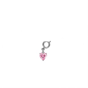 925 Ayar Gümüş Minimal Pembe Kalp Kolye Ucu - Charm