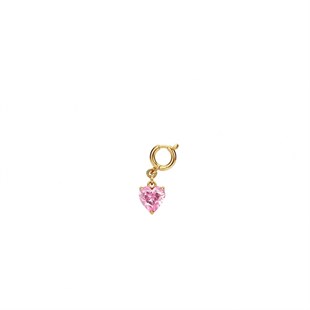 925 Ayar Gümüş Minimal Pembe Kalp Kolye Ucu - Charm