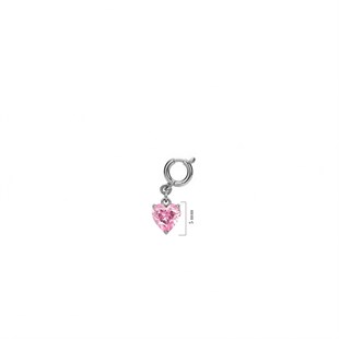 925 Ayar Gümüş Minimal Pembe Kalp Kolye Ucu - Charm