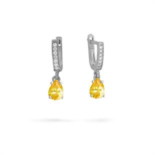 925 Ayar Gümüş Minimal Sitrin Damla Taşlı Takı Seti