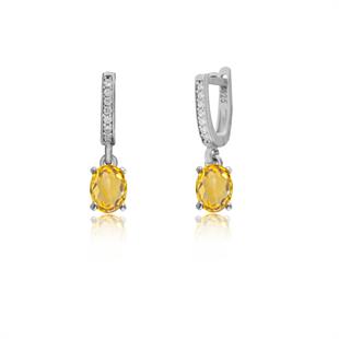 925 Ayar Gümüş Minimal Sitrin Oval Taşlı Takı Seti