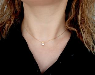 925 Ayar Gümüş Minimal Tek Taş Kolye