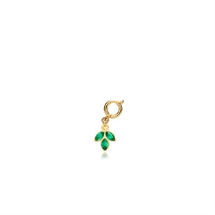 925 Ayar Gümüş Minimal Yeşil Lotus Kolye Ucu - Charm