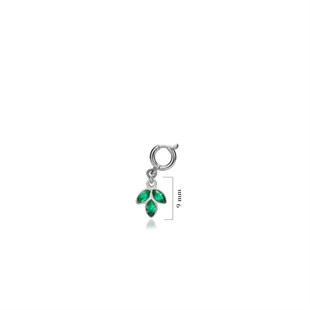 925 Ayar Gümüş Minimal Yeşil Lotus Kolye Ucu - Charm