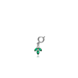 925 Ayar Gümüş Minimal Yeşil Lotus Kolye Ucu - Charm