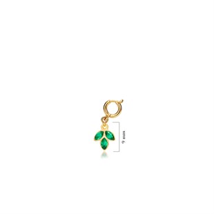 925 Ayar Gümüş Minimal Yeşil Lotus Kolye Ucu - Charm