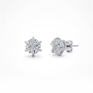 925 Ayar Gümüş Minimal Yuvarlak Taşlı Çivili Küpe