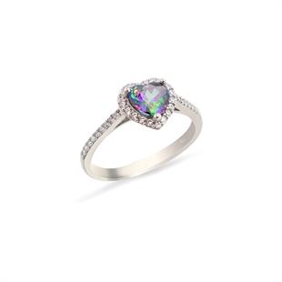 925 Ayar Gümüş Mistik Topaz Kalp Takı Seti