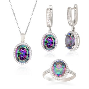 925 Ayar Gümüş Mistik Topaz Takı Seti